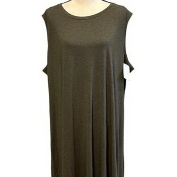 Eileen Fisher Moss Green Fine Jersey Midi Dress